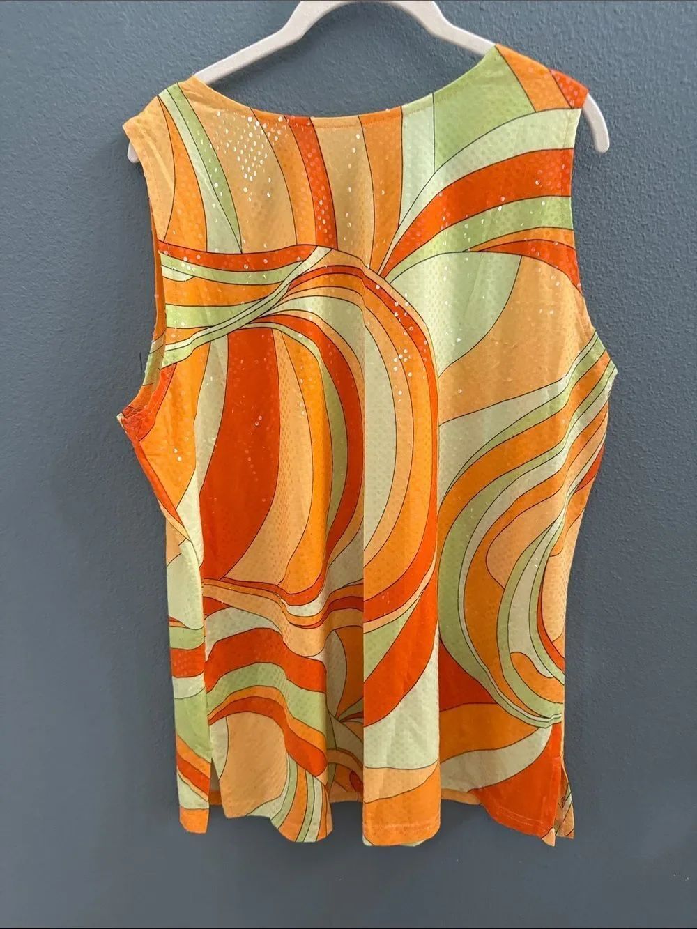 Vintage 70’s Sole Dior Studio 1X Swirl Print Button-Up Top Jacket Sparkle Sequin - Picture 3 of 15
